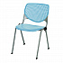Pedestal Table with Four Sky Blue Kool Series Chairs, Round, 36