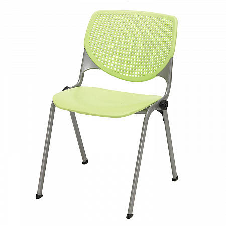 Pedestal Table with Four Lime Green Kool Series Chairs, Round, 36