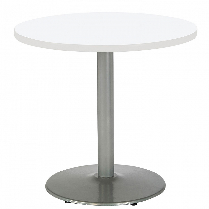 Pedestal Table with Four Lime Green Kool Series Chairs, Round, 36" Dia x 29h, Designer White (811774036726)