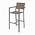 Eveleen Outdoor Bistro Patio Table with Four Mocha Powder-Coated Polymer Barstools, 32 x 55, Mocha (840031925190)