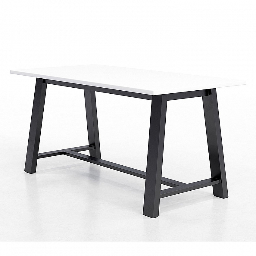 Midtown Bistro Dining Table with Four White Kool Barstools, 36 x 72 x 41, Designer White (840031900562)