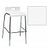 Pedestal Bistro Table with Four White Jive Series Barstools, Square, 36 x 36 x 41, Studio Teak (811774039932)