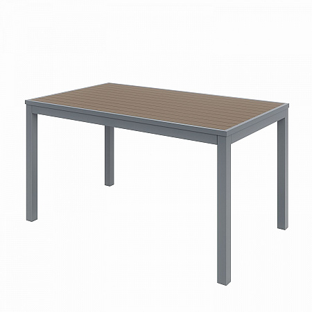 Eveleen Outdoor Patio Table with Six Mocha Powder-Coated Polymer Chairs, 32 x 55 x 29, Mocha (840031918529)