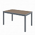 Eveleen Outdoor Patio Table with Six Mocha Powder-Coated Polymer Chairs, 32 x 55 x 29, Mocha (840031918529)