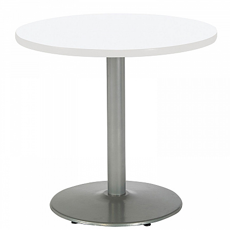 Pedestal Table with Four Sky Blue Kool Series Chairs, Round, 36