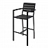 Eveleen Outdoor Bistro Patio Table with Four Black Powder-Coated Polymer Barstools, 32 x 55, Black (840031925213)
