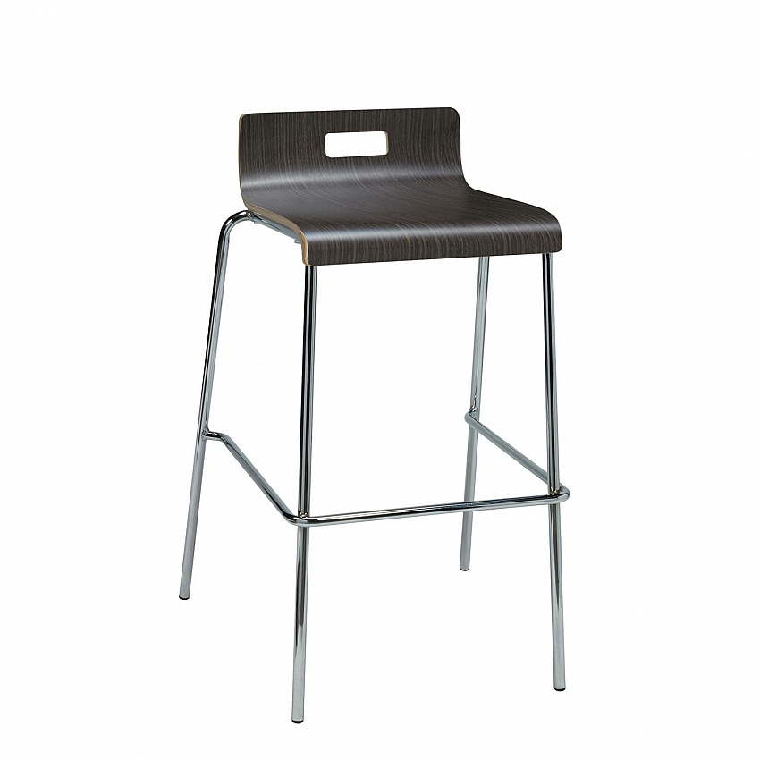 Pedestal Bistro Table with Four Espresso Jive Series Barstools, Round, 36" Dia x 41h, Designer White (840031900111)
