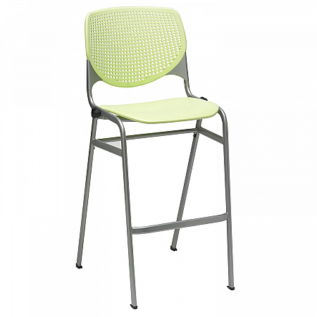 Pedestal Bistro Table with Four Lime Green Kool Series Barstools, Round, 36