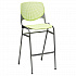 Pedestal Bistro Table with Four Lime Green Kool Series Barstools, Round, 36