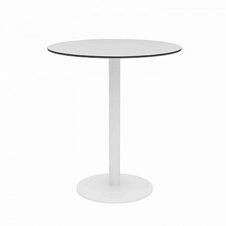 Eveleen Outdoor Patio Table with Two Mocha Powder-Coated Polymer Chairs, 30" Dia x 29h, Gray (840031918444)