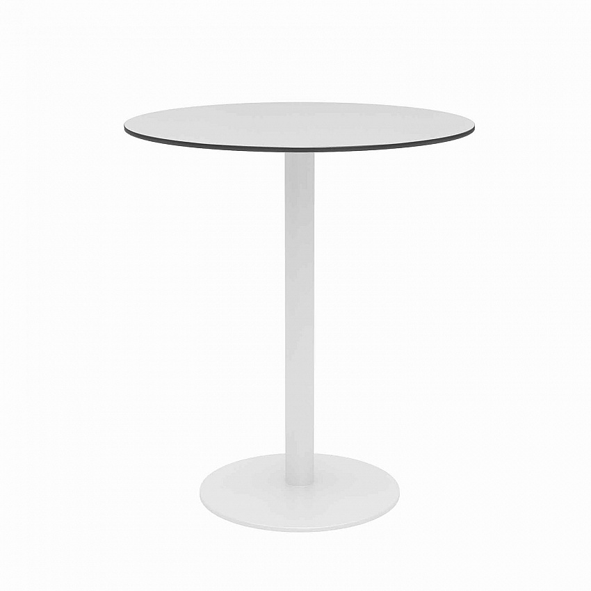 Eveleen Outdoor Patio Table with Two Mocha Powder-Coated Polymer Chairs, 30" Dia x 29h, Gray (840031918444)