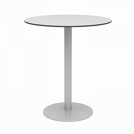 Eveleen Outdoor Bistro Patio Table with Four Mocha Powder-Coated Polymer Barstools, Round, 41