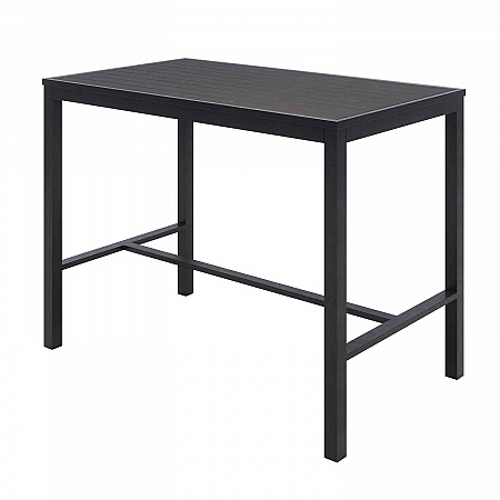 Eveleen Outdoor Bistro Patio Table with Four Black Powder-Coated Polymer Barstools, 32 x 55, Black (840031925213)
