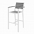 Eveleen Outdoor Bistro Patio Table with Four Gray Powder-Coated Polymer Barstools, 32 x 55, Gray (840031925206)