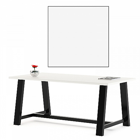 Midtown Dining Table with Four Periwinkle Kool Series Chairs, 36 x 72 x 30, Designer White (840031900326)