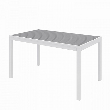 Eveleen Outdoor Patio Table with Six Gray Powder-Coated Polymer Chairs, 32 x 55 x 29, Gray (840031918536)