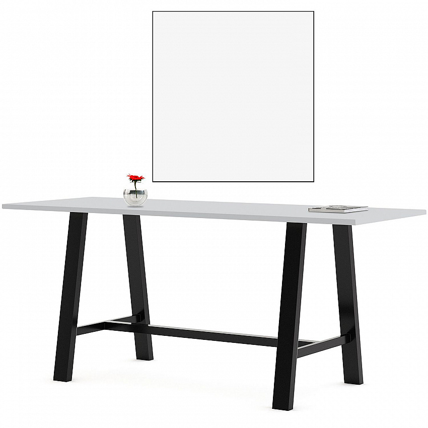Midtown Bistro Dining Table with Four Lime Green Kool Barstools, 36 x 72 x 41, Designer White (840031900609)
