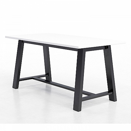 Midtown Bistro Dining Table with Four Light Gray Kool Barstools, 36 x 72 x 41, Designer White (840031900593)