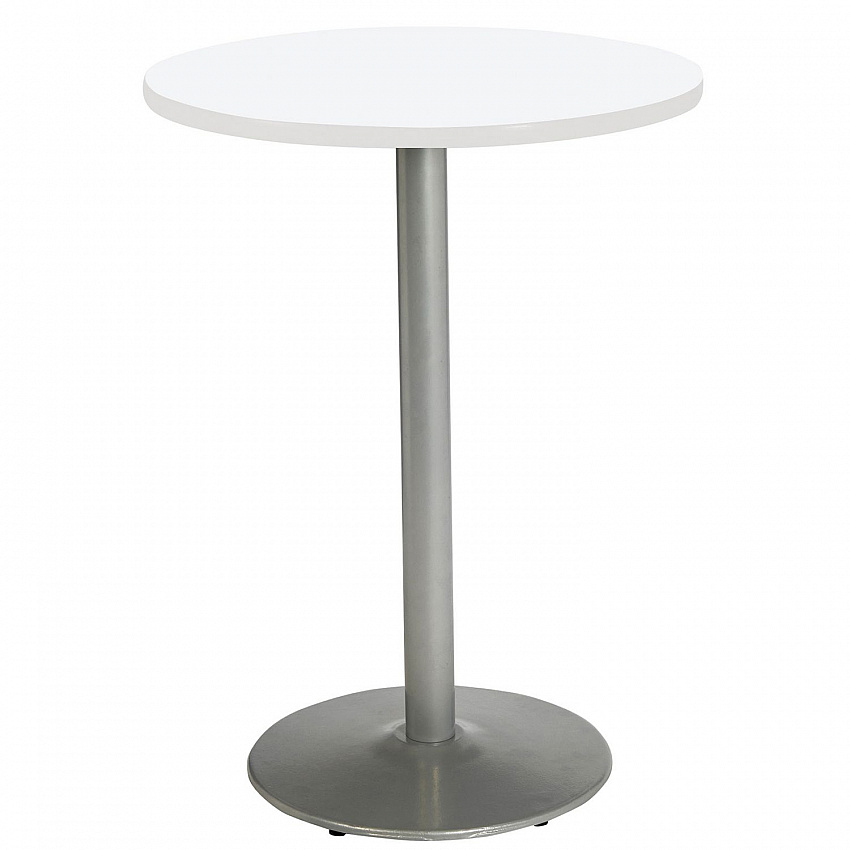 Pedestal Bistro Table with Four Lime Green Kool Series Barstools, Round, 36" Dia x 41h, Designer White (811774037112)