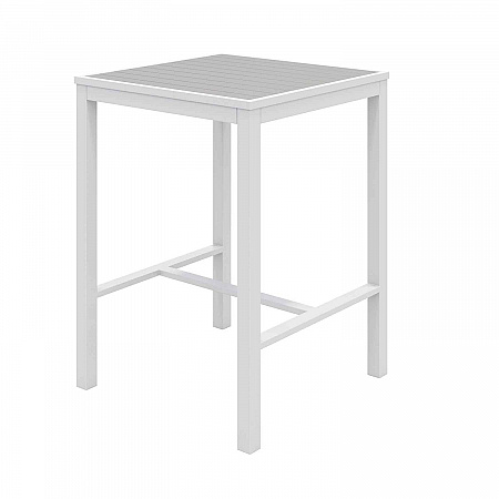 Eveleen Outdoor Bistro Patio Table with Two Gray Powder-Coated Polymer Barstools, 30
