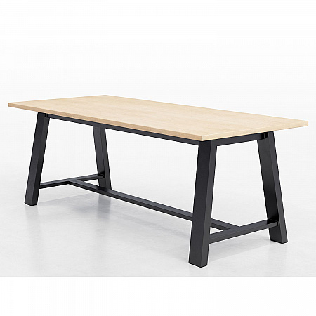 Midtown Dining Table with Four Burgundy Kool Series Chairs, 36 x 72 x 30, Kensington Maple (840031900449)