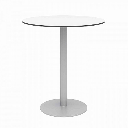 Eveleen Outdoor Bistro Patio Table with Four Gray Powder-Coated Polymer Barstools, Round, 41