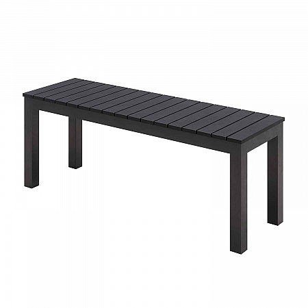Eveleen Outdoor Patio Table with Two Black Powder-Coated Polymer Chairs and Two Benches, 32 x 55, Gray (840031925152)