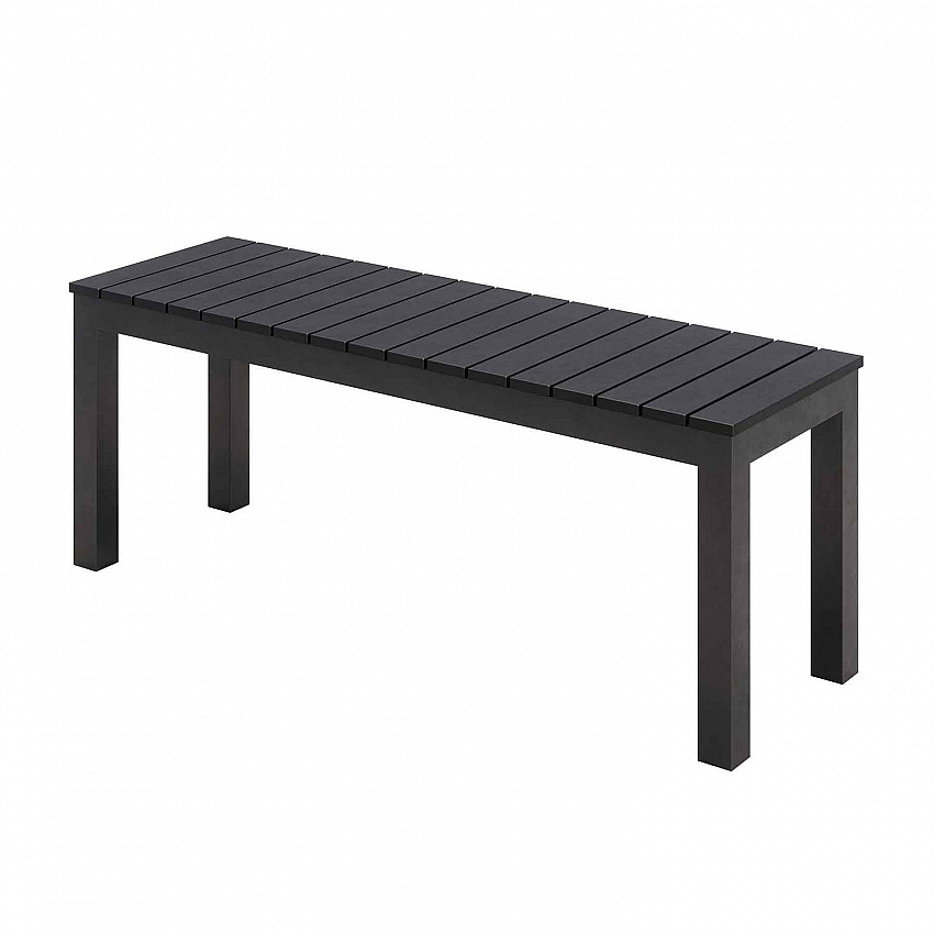 Eveleen Outdoor Patio Table with Two Black Powder-Coated Polymer Chairs and Two Benches, 32 x 55, Gray (840031925152)