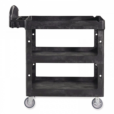 BRUTE 3-Shelf Heavy-Duty Ergo Lipped Utility Cart, Resin, 3 Shelves, 600 lb Capacity, 25.24