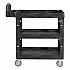 BRUTE 3-Shelf Heavy-Duty Ergo Lipped Utility Cart, Resin, 3 Shelves, 600 lb Capacity, 25.24