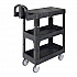 BRUTE 3-Shelf Heavy-Duty Ergo Flat Utility Cart, Plastic, 3 Shelves, 600 lb Capacity, 25.24