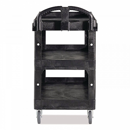 BRUTE 3-Shelf Heavy-Duty Ergo Lipped Utility Cart, Resin, 3 Shelves, 600 lb Capacity, 25.24
