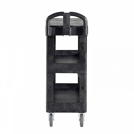 BRUTE 3-Shelf Heavy-Duty Ergo Flat Utility Cart, Plastic, 3 Shelves, 600 lb Capacity, 25.24
