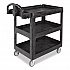 BRUTE 3-Shelf Heavy-Duty Ergo Lipped Utility Cart, Resin, 3 Shelves, 600 lb Capacity, 25.24