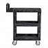 BRUTE 3-Shelf Heavy-Duty Ergo Flat Utility Cart, Plastic, 3 Shelves, 600 lb Capacity, 25.24