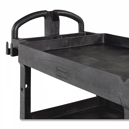 BRUTE 3-Shelf Heavy-Duty Ergo Lipped Utility Cart, Resin, 3 Shelves, 600 lb Capacity, 25.24