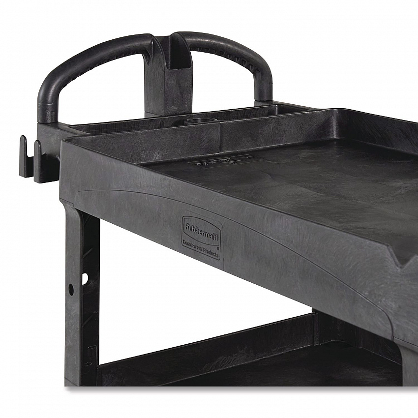 BRUTE 3-Shelf Heavy-Duty Ergo Lipped Utility Cart, Resin, 3 Shelves, 600 lb Capacity, 25.24" x 44" x 47", Black (2196862)
