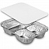 Three-Compartment Oblong Food Container, 24 oz, 6.38 x 1.47 x 8, Silver, Aluminum, 500/Carton (204500)