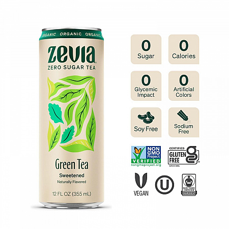 Zero Sugar Naturally Sweetened Green Tea, 12 oz Can, 12/Carton (0170612)