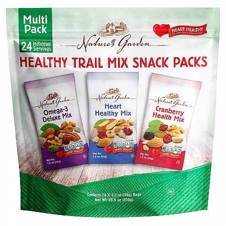 Healthy Trail Mix Snack Packs, Assorted Flavors, 1.2 oz Pouch, 24/Bag, 2 Bags/Carton (60004092)