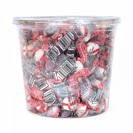 Bobs Sweet Stripes Soft Candy, Peppermint, 0.18 oz Individually Wrapped, 160/Tub, 2 Tubs/Carton (60004070)