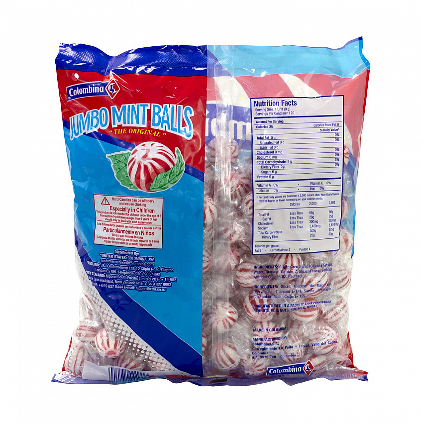 Jumbo Peppermint Balls, 0.32 oz Individually Wrapped, 120/Bag, 4 Bags/Carton (60004063)