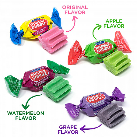 Bubble Gum Assorted Flavor Twist Tub, 0.16 oz Individually Wrapped, 300/Tub, 2 Tubs/Carton (60004082)