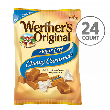 Chewy Caramels Sugar Free, 1.48 oz Bag, 24/Carton (60004088)