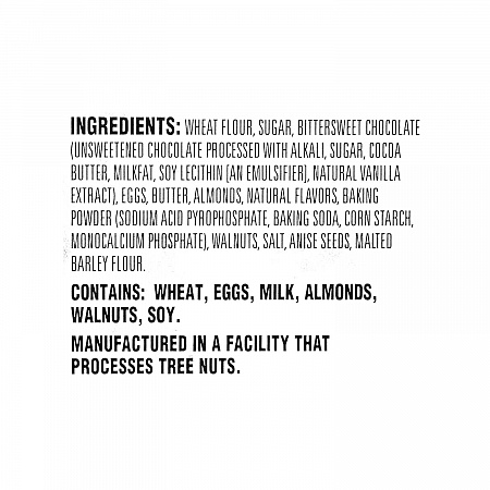 Biscotti, Dark Chocolate Almond, 0.88 oz Packet, 25/Tub, 2 Tubs/Carton (60004079)