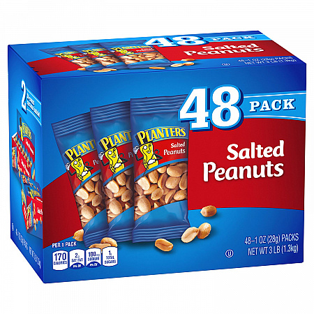 Salted Peanuts, 1 oz Pouch, 48/Box, 2 Boxes/Carton (60004074)