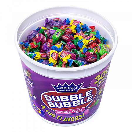 Bubble Gum Assorted Flavor Twist Tub, 0.16 oz Individually Wrapped, 300/Tub, 2 Tubs/Carton (60004082)