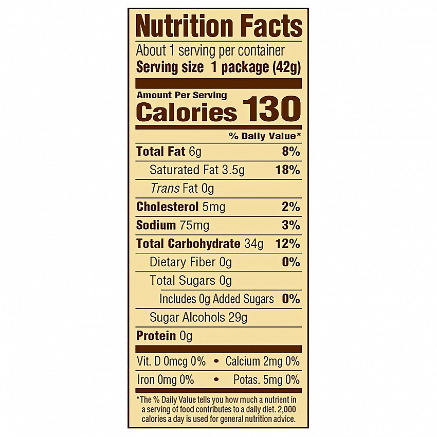 Chewy Caramels Sugar Free, 1.48 oz Bag, 24/Carton (60004088)
