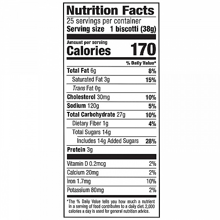 Biscotti, Dark Chocolate Almond, 0.88 oz Packet, 25/Tub, 2 Tubs/Carton (60004079)