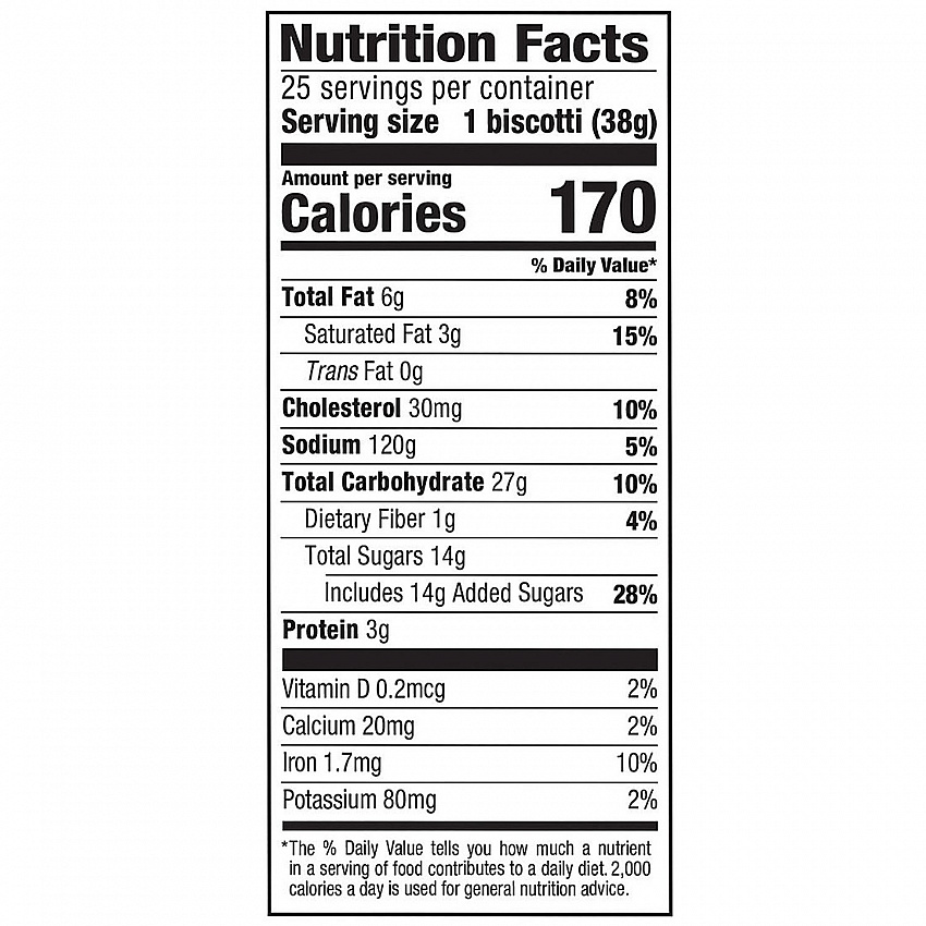 Biscotti, Dark Chocolate Almond, 0.88 oz Packet, 25/Tub, 2 Tubs/Carton (60004079)